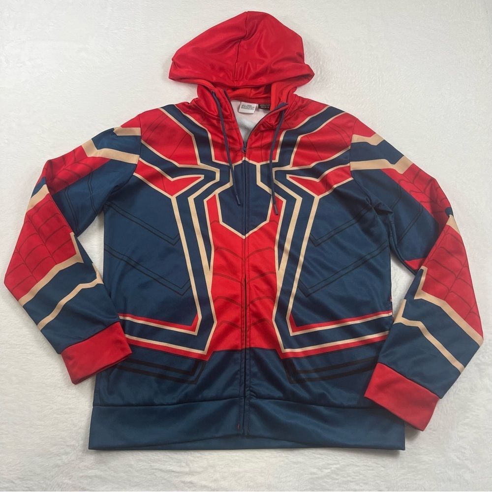 Red and Blue Spider Hoodie zip up size Medium